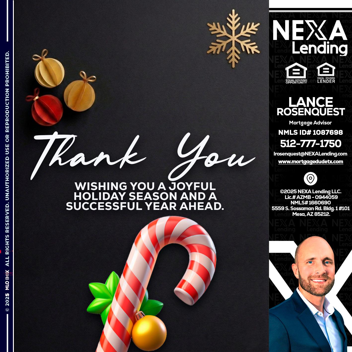THANK YOU - Lance Rosenquest -Mortgage Advisor