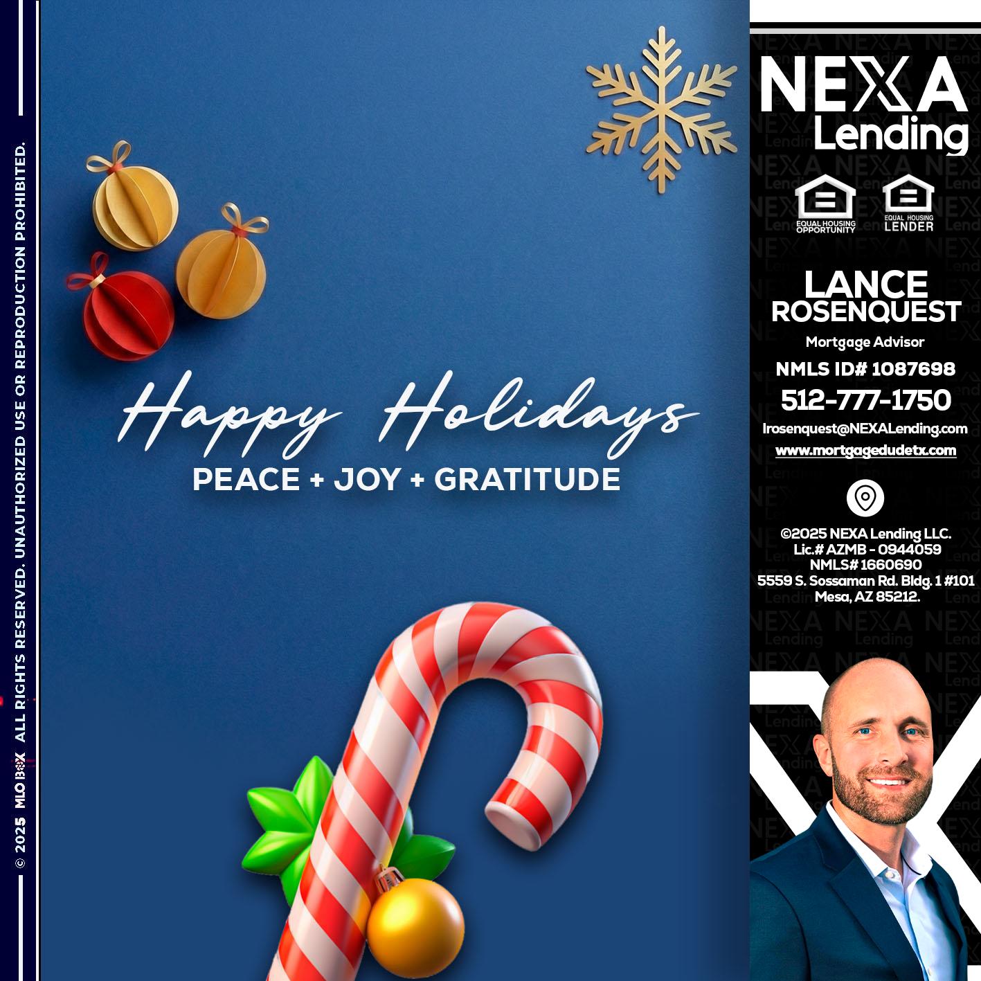 HAPPY HOLIDAYS - Lance Rosenquest -Mortgage Advisor