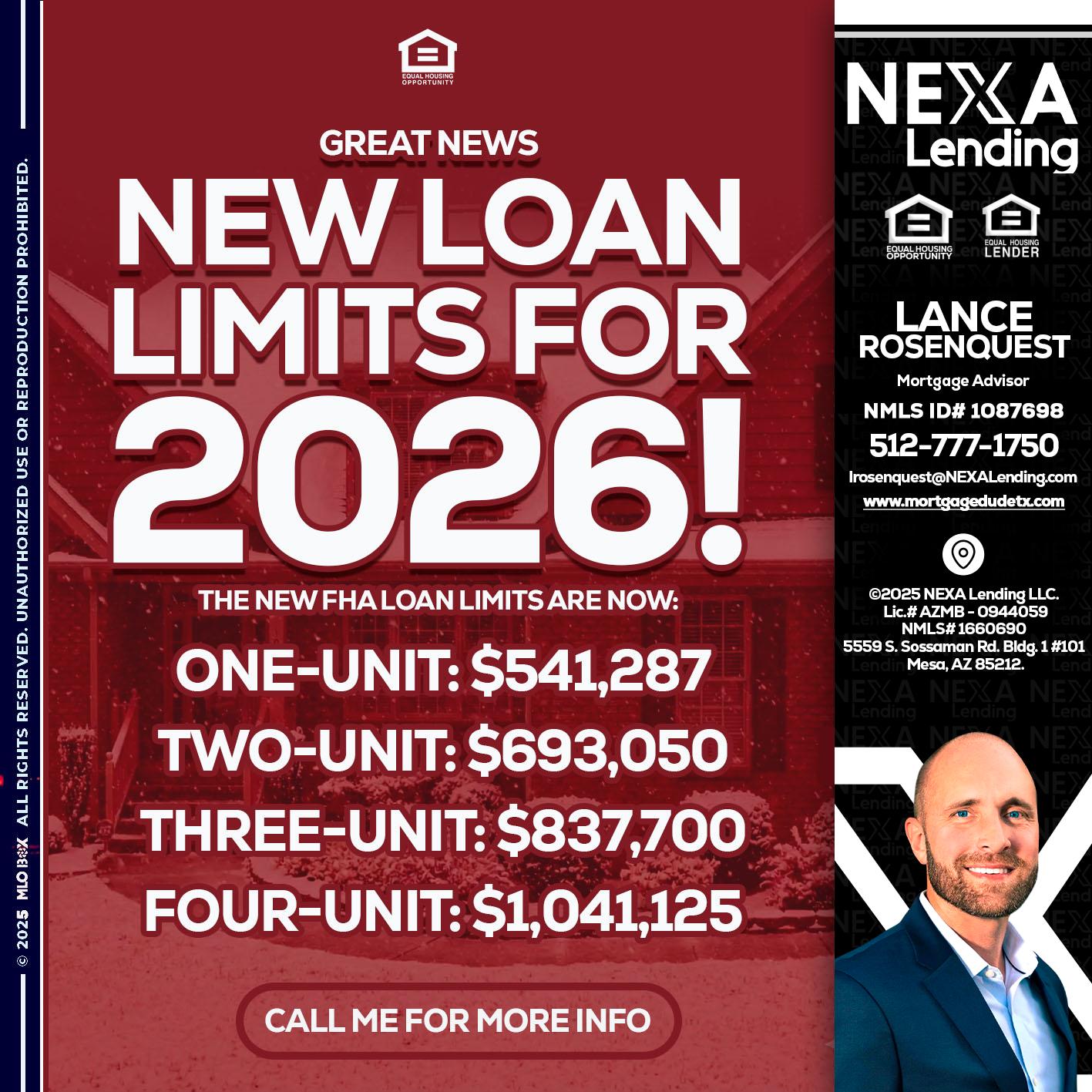 loan limits - Lance Rosenquest -Mortgage Advisor