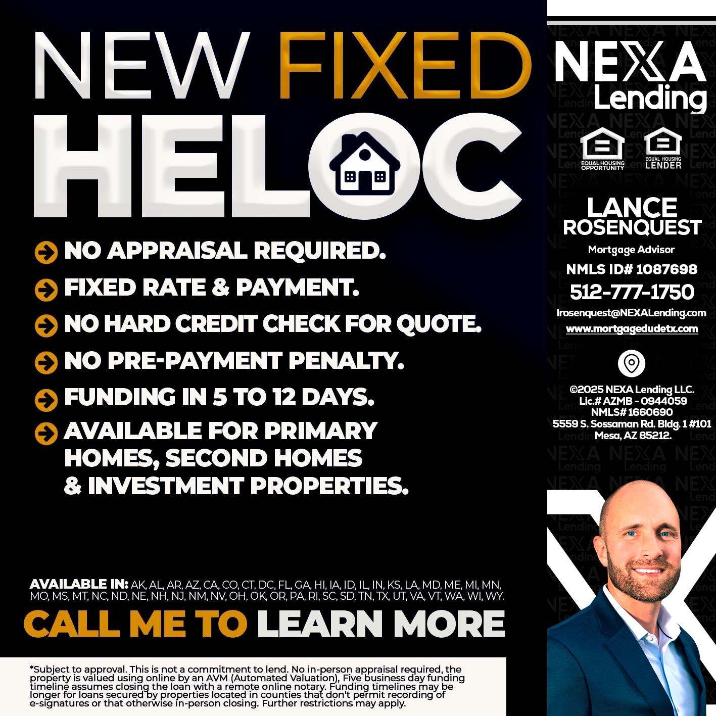 HELOC - Lance Rosenquest -Mortgage Advisor